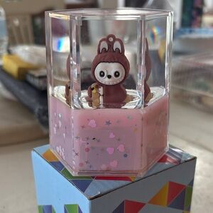 Cute labubu Pink and Brown Kids night light and musical globe